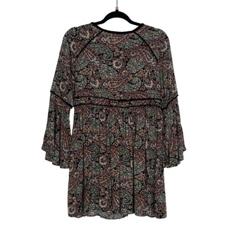 American Eagle Women's Floral Bohemian Keyhole Bell Sleeves Mini Dress Size S - Picture 3 of 14